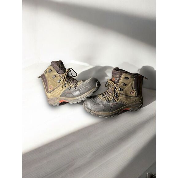 Merrell Mens Opti Warm 200 Snow Winter Boots Size 11 Lace Up Brown - Picture 1 of 9